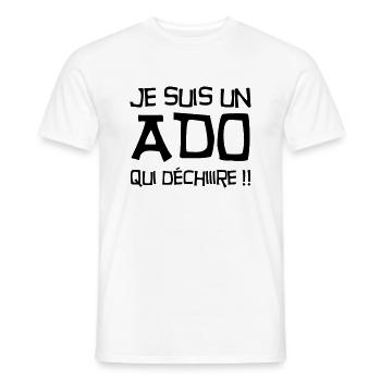 adolescent / enfant / ado / adolescente - T-shirt homme - blanc - Devant - AI Model Male 178 dark (178cm)