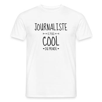 Journalist Journalism Journalismus Journaliste - Men's T-Shirt - white - Front - AI Model Male 178 dark (178cm)