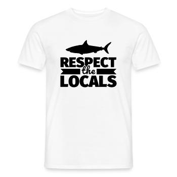 Drôle de dicton requins : Respectez les locaux - T-shirt homme - blanc - Devant - AI Model Male 178 dark (178cm)
