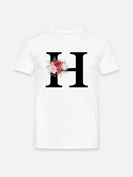 Roter Blumenbuchstabe H - Männer T-Shirt - Weiß
