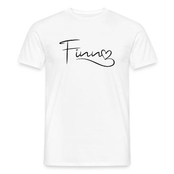 Finn Nom Prénom Coeur Décor - T-shirt homme - blanc - Devant - AI Model Male 178 dark (178cm)