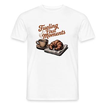 Fueling First Moments – Coffee & Croissant - Men's T-Shirt - white - Front - AI Model Male 178 dark (178cm)
