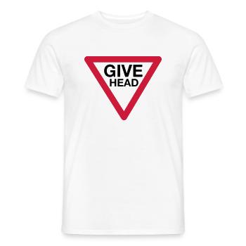 Give Head Road Sign (Give Way) - Men's T-Shirt - white - Front - AI Model Male 178 dark (178cm)
