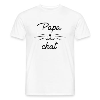 Papa chat - T-shirt homme - blanc - Devant - AI Model Male 178 dark (178cm)