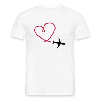 Plane Heart - T-shirt homme - blanc - Devant - AI Model Male 178 dark (178cm)