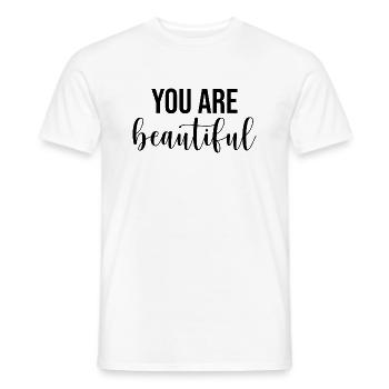 You are beautiful beauty beautiful saying font - Men's T-Shirt - white - Front - AI Model Male 178 dark (178cm)