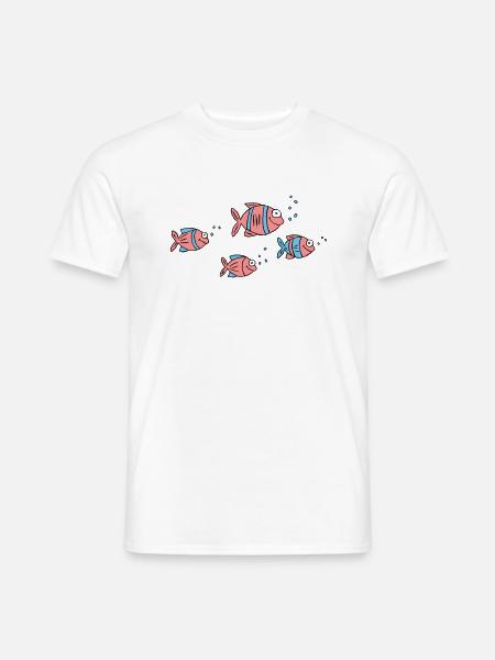 Fische Buntbarsche Wasser Meer Graffiti Zeichnung - Mænd T-shirt - hvid