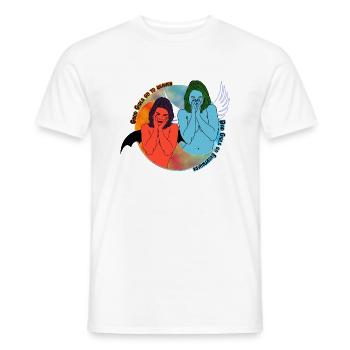 Good girls go to heaven, bad girls go everywhere - Men's T-Shirt - white - Front - AI Model Male 178 dark (178cm)