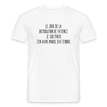 distribution de patience - T-shirt homme - blanc - Devant - AI Model Male 178 dark (178cm)