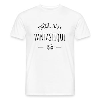 Chérie, tu es vantastique - T-shirt homme - blanc - Devant - AI Model Male 178 dark (178cm)