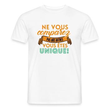 Ne vous comparez pas aux autres - T-shirt homme - blanc - Devant - AI Model Male 178 dark (178cm)