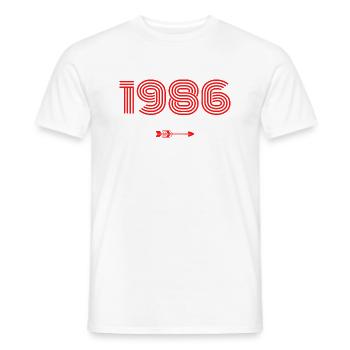 Born in 1986 - Men's T-Shirt - white - Front - AI Model Male 178 dark (178cm)