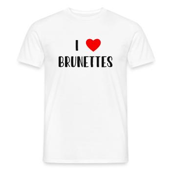 „I LOVE BRUNETTES“ - Männer T-Shirt - Weiß - Vorne - AI Model Male 178 dark (178cm)