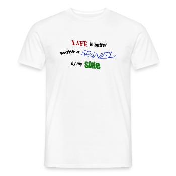 Life is better with a Spaniel by my side - Men's T-Shirt - white - Front - AI Model Male 178 dark (178cm)