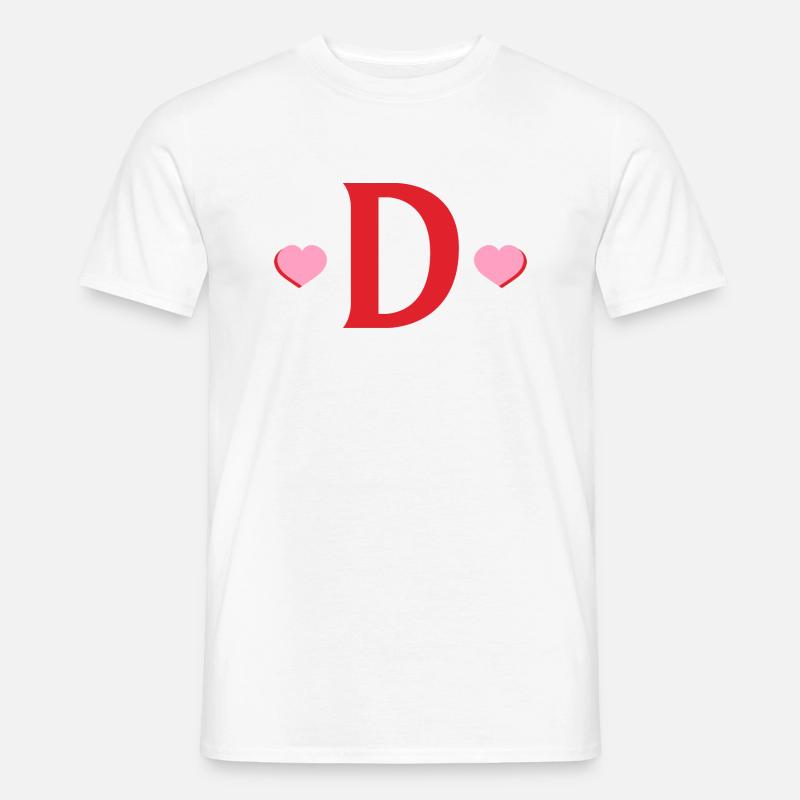 Buchstabe d rote Herzen - Männer T-Shirt - Weiß