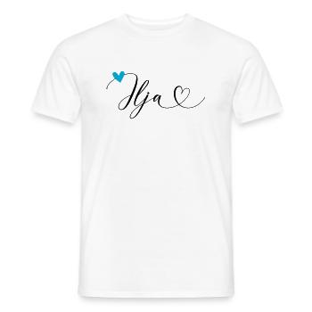 Ilja nom Prénom Calligraphie coeur - T-shirt homme - blanc - Devant - AI Model Male 178 dark (178cm)