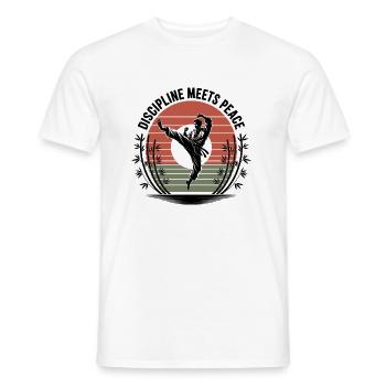 Discipline Meets Peace - Men's T-Shirt - white - Front - AI Model Male 178 dark (178cm)