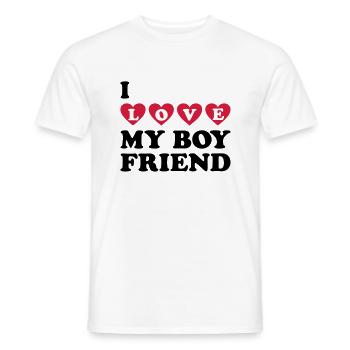 I love my boyfriend. Je t'aime j'aime toi - T-shirt homme - blanc - Devant - AI Model Male 178 dark (178cm)