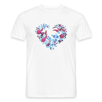 hungarian flowers, flower heart, heart, wreath, purple - Men's T-Shirt - white - Front - AI Model Male 178 dark (178cm)