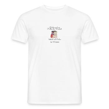 Kleidungstück mit Buchstil - Männer T-Shirt - Weiß - Vorne - AI Model Male 178 dark (178cm)