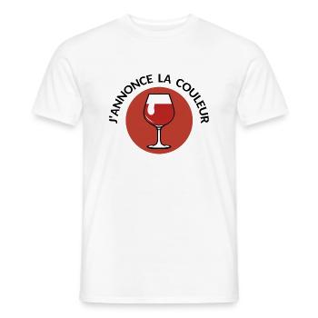 annonce couleur vin rouge alcool humour tenir t - T-shirt homme - blanc - Devant - AI Model Male 178 dark (178cm)