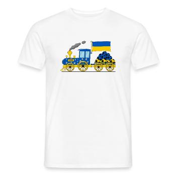 Ukraine Flagge Fußball Eisenbahn - Männer T-Shirt - Weiß - Vorne - AI Model Male 178 dark (178cm)