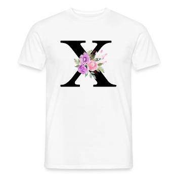 Purple floral x letter - Men's T-Shirt - white - Front - AI Model Male 178 dark (178cm)