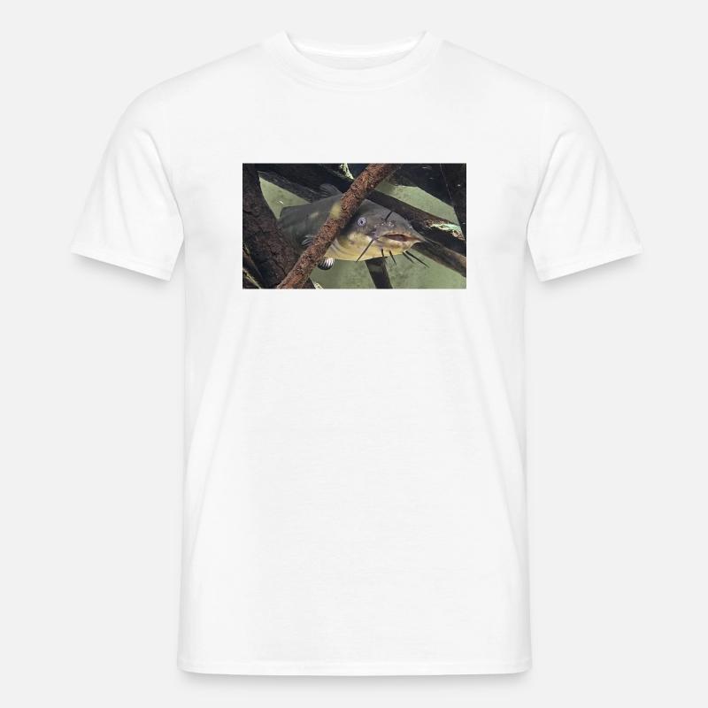 poisson chat aeiurus melas siluriforme xl - T-shirt homme - blanc