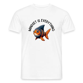 Mindset is Everything Goldfish Shark Motivational - Men's T-Shirt - white - Front - AI Model Male 178 dark (178cm)