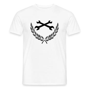 Clés en couronne de laurier Logo mécanicien - T-shirt homme - blanc - Devant - AI Model Male 178 dark (178cm)