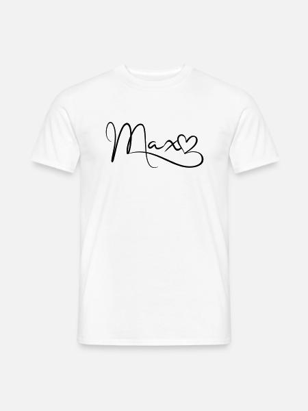 Max Name Vorname Herzdekor - Männer T-Shirt - Weiß