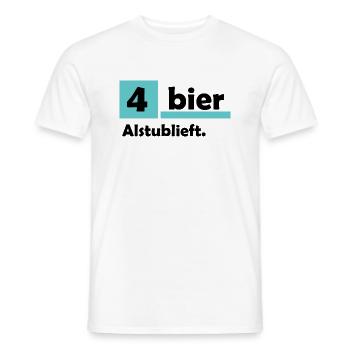 Vier-Bier-Aub - Heren T-shirt - wit - Voor - AI Model Male 178 dark (178cm)