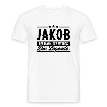 Man Myth Legend Jakob - Men's T-Shirt - white - Front - AI Model Male 178 dark (178cm)