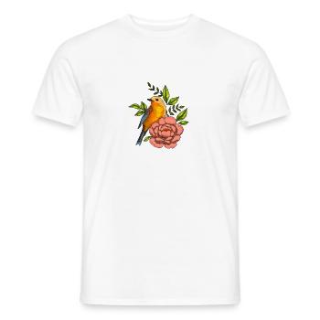Bird in flowers, nature - Men's T-Shirt - white - Front - AI Model Male 178 dark (178cm)