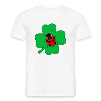 Ladybug on cloverleaf lucky charm gift - Men's T-Shirt - white - Front - AI Model Male 178 dark (178cm)