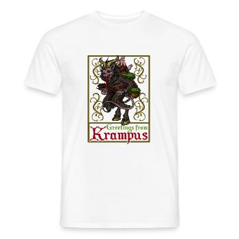 Krampus Perchten T-Shirt Brauch Rute Pass Hörner - Männer T-Shirt - Weiß - Vorne - AI Model Male 178 dark (178cm)