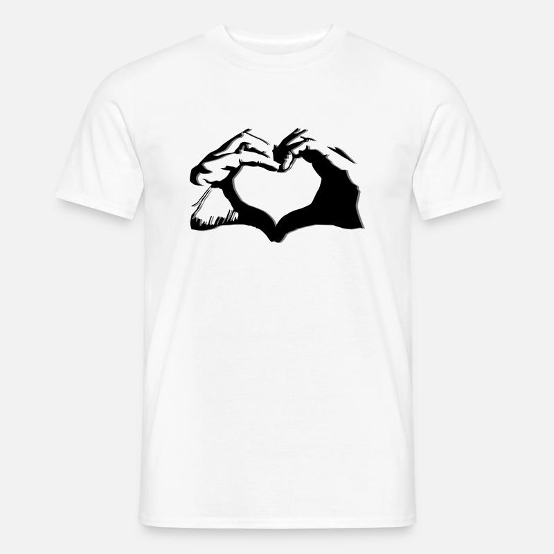 Hände formen Herz - herzliches Design - Männer T-Shirt - Weiß