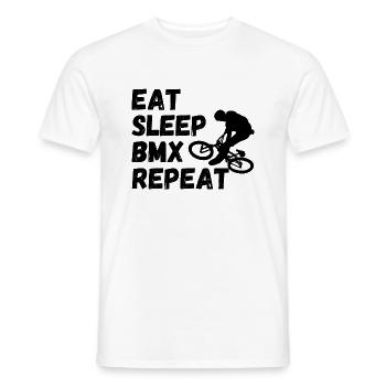 eat sleep bmx repeat - Radsport-Humor - Männer T-Shirt - Weiß - Vorne - AI Model Male 178 dark (178cm)