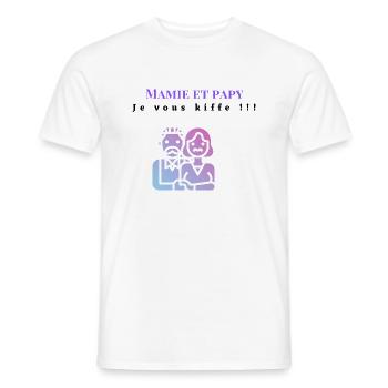 Mamie et papy je vous kiffe !!! - T-shirt homme - blanc - Devant - AI Model Male 178 dark (178cm)