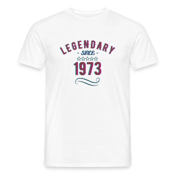 50th Birthday, Legendary Since 1973 - Men's T-Shirt - white - Front - AI Model Male 178 dark (178cm)