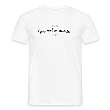 T-shirt EVJF "Nom cool en attente" - T-shirt homme - blanc - Devant - AI Model Male 178 dark (178cm)