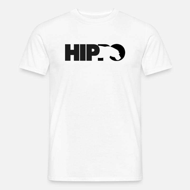 HIppo Nilpferd Silhouette - Männer T-Shirt - Weiß