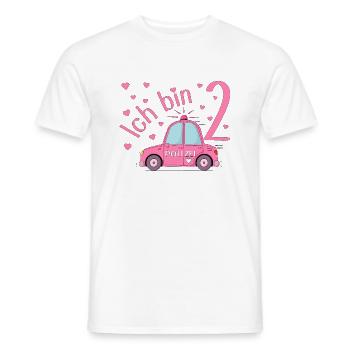 Polizeiauto Ich bin 2 Geburtstag Rosa - Männer T-Shirt - Weiß - Vorne - AI Model Male 178 dark (178cm)