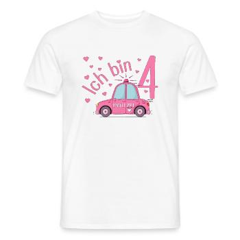 Polizeiauto Ich bin 4 Geburtstag Rosa - Männer T-Shirt - Weiß - Vorne - AI Model Male 178 dark (178cm)
