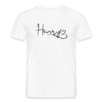 Henry Last Name First Name Heart Decor - Men's T-Shirt - white - Front - AI Model Male 178 dark (178cm)
