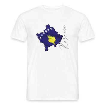 Drapeau du Kosovo sur la carte du Kosovo XK - T-shirt homme - blanc - Devant - AI Model Male 178 dark (178cm)