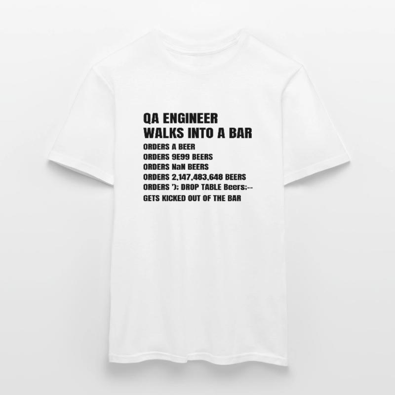 QA Engineer Walks Into A Bar Software Debugging Men’s T-shirt