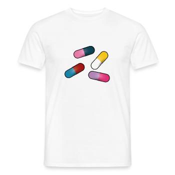 Pillen Cartoon Grafik - Männer T-Shirt - Weiß - Vorne - AI Model Male 178 dark (178cm)