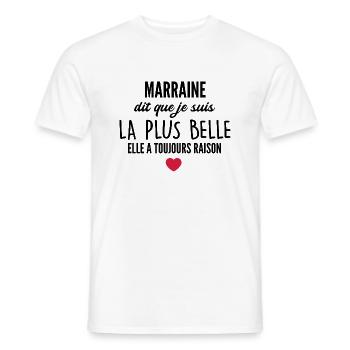 marraine dit que je suis la plus belle - T-shirt homme - blanc - Devant - AI Model Male 178 dark (178cm)