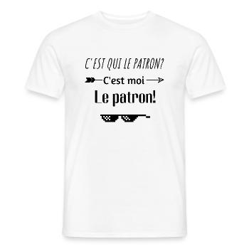 C'est qui le patron C'est moi le patron humour - T-shirt homme - blanc - Devant - AI Model Male 178 dark (178cm)